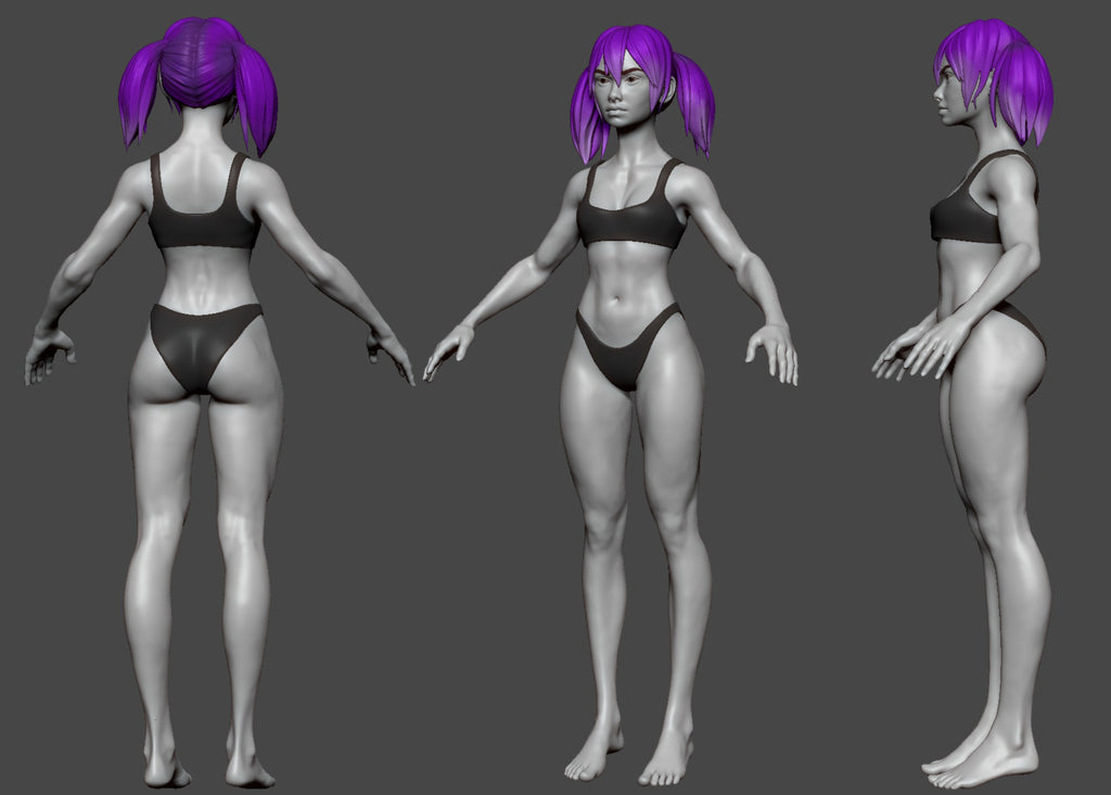 Female MetaHuman basemesh render for building a custom MetaHuman in Unreal Engine 5 – view 2