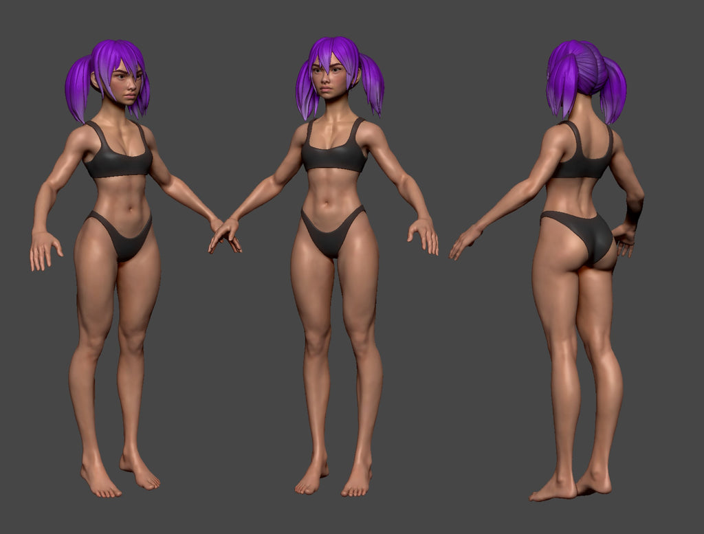 Female MetaHuman basemesh render for building a custom MetaHuman in Unreal Engine 5 – view 3