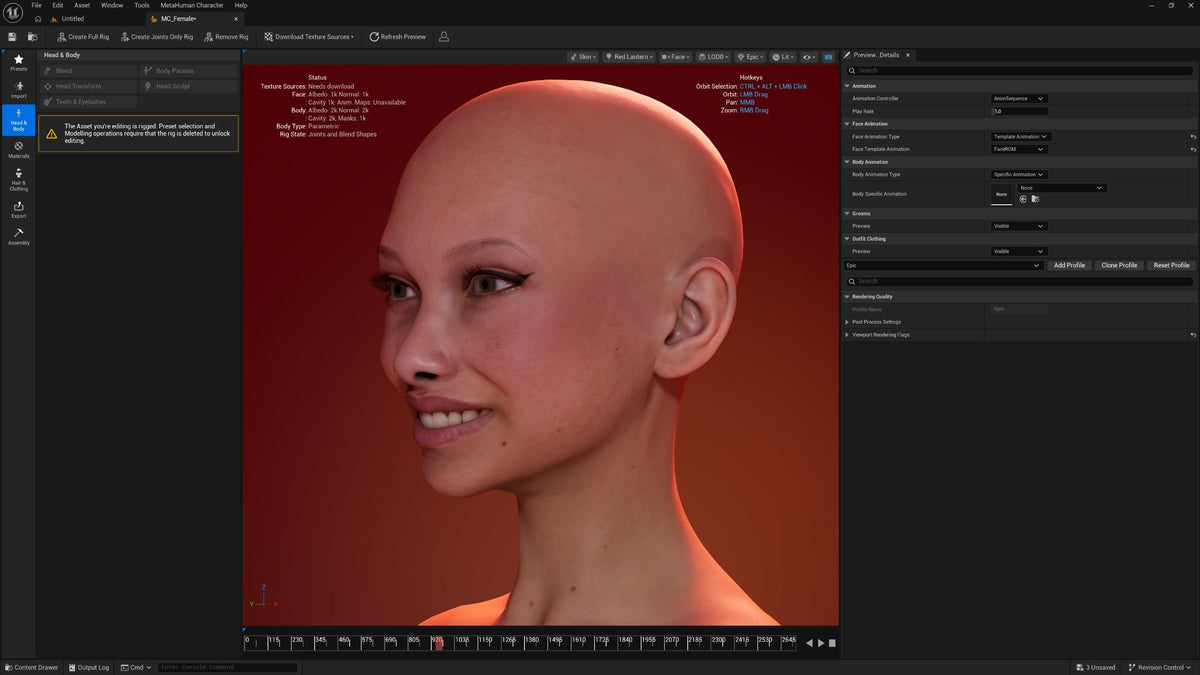 Female MetaHuman basemesh render for building a custom MetaHuman in Unreal Engine 5 – view 4