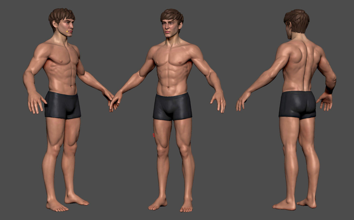 Male MetaHuman basemesh render for building a custom MetaHuman in Unreal Engine 5 – view 2