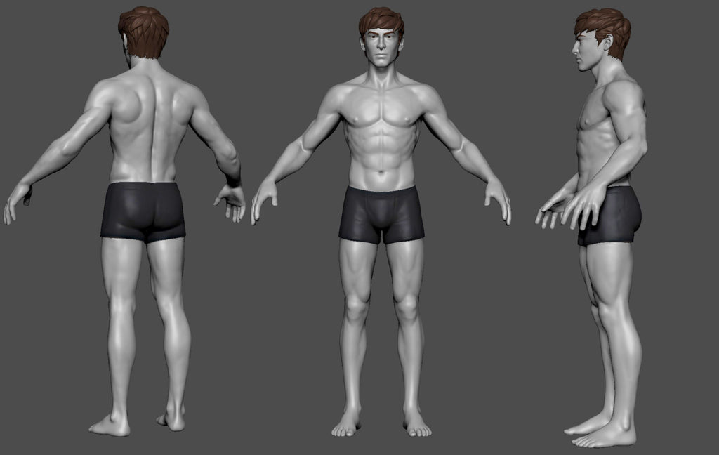 Male MetaHuman basemesh render for building a custom MetaHuman in Unreal Engine 5 – view 4
