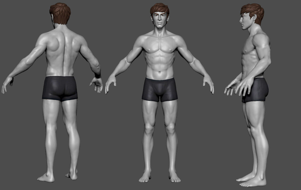 Male MetaHuman basemesh render for building a custom MetaHuman in Unreal Engine 5 – view 4