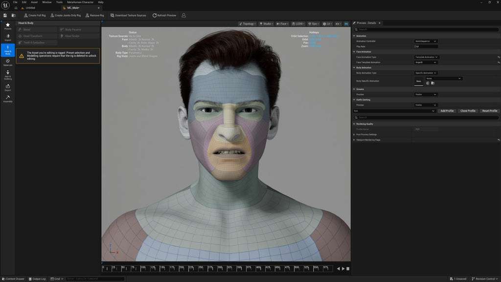 Male MetaHuman basemesh render for building a custom MetaHuman in Unreal Engine 5 – view 7