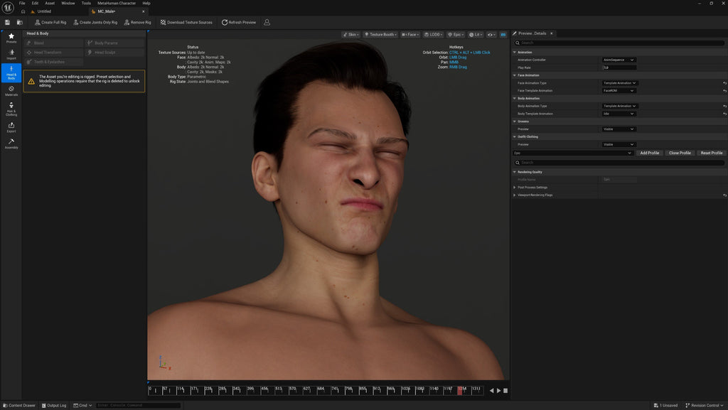 Male MetaHuman basemesh render for building a custom MetaHuman in Unreal Engine 5 – view 9