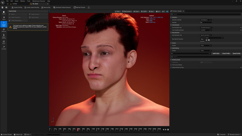 Male MetaHuman basemesh render for building a custom MetaHuman in Unreal Engine 5 – view 6