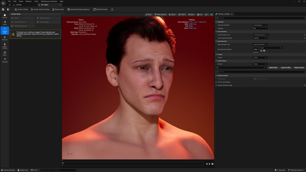 Male MetaHuman basemesh render for building a custom MetaHuman in Unreal Engine 5 – view 8