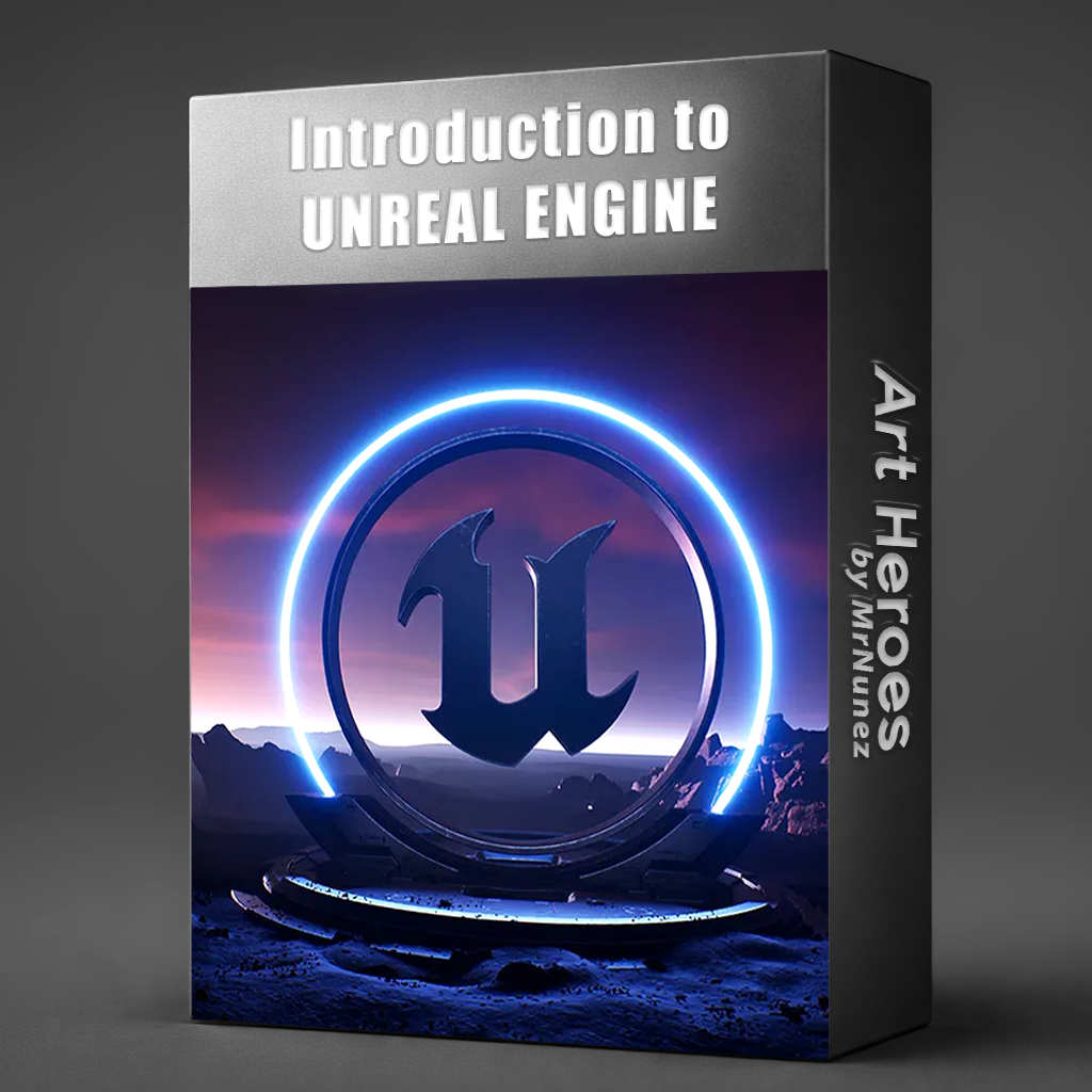 Book or courseware box titled 'Introduction to Unreal Engine' by Art Heroes on a dark background