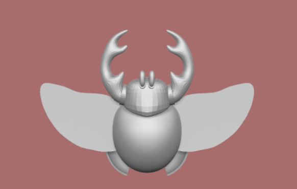 Silver beetle icon on a brown background