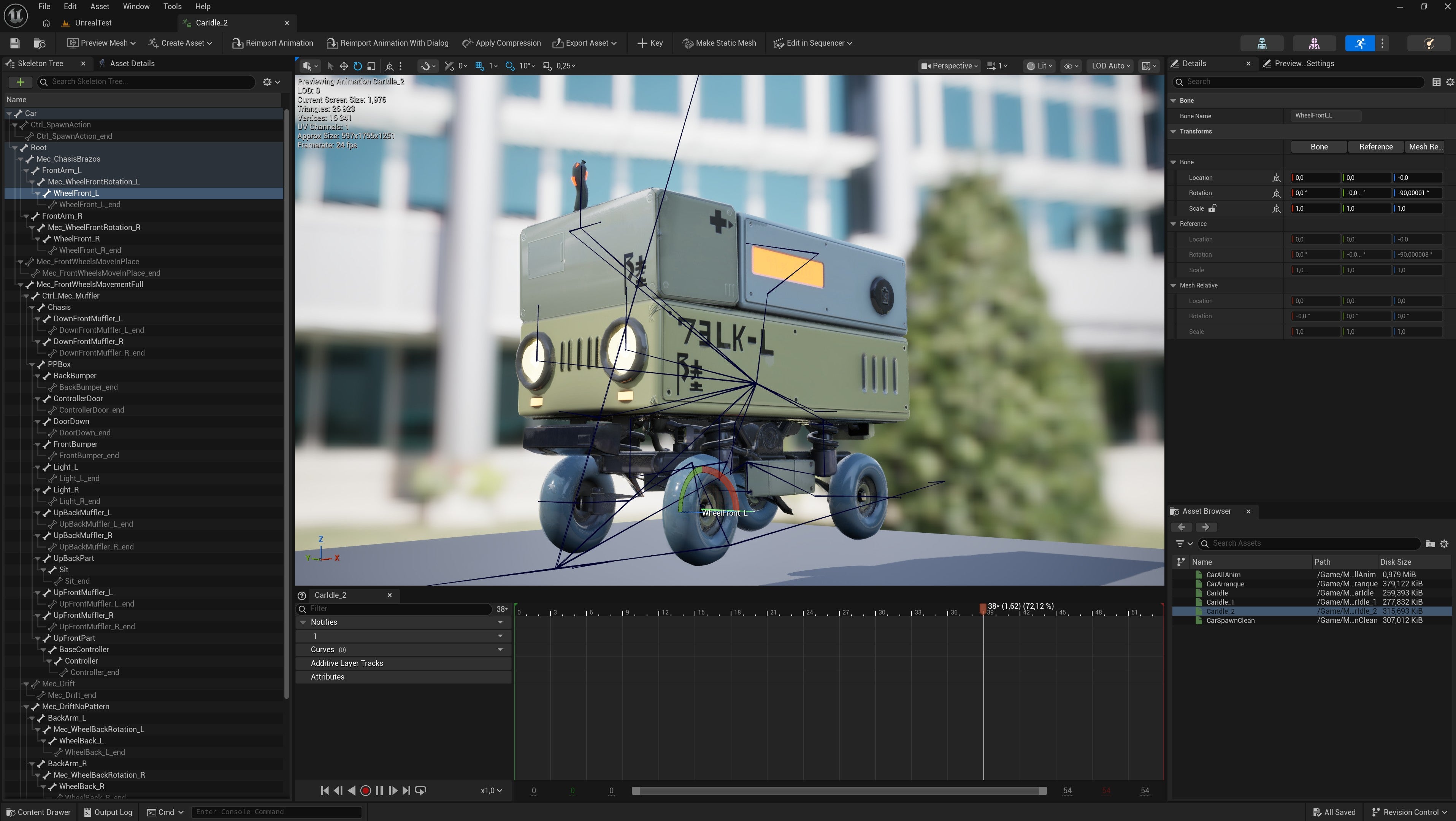 3D model of a futuristic vehicle in a software interface with a cityscape background