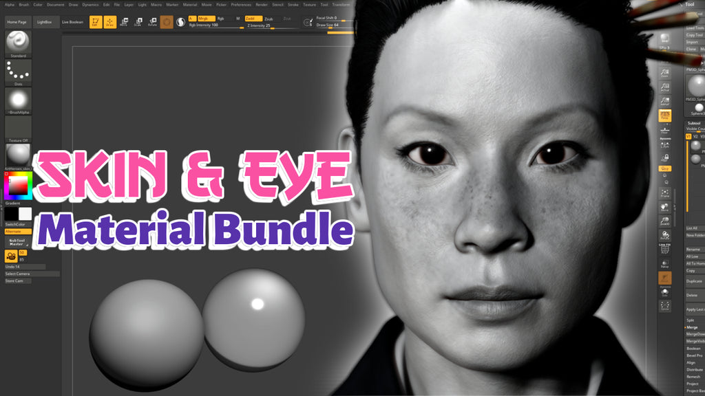 Skin / Eye Zbrush Material Bundle v2